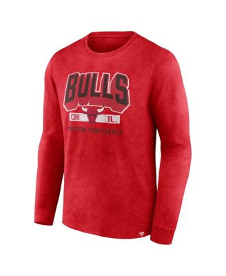Men's Heather Red Distressed Chicago Bulls Front Court Press Snow Wash Long Sleeve T-shirt