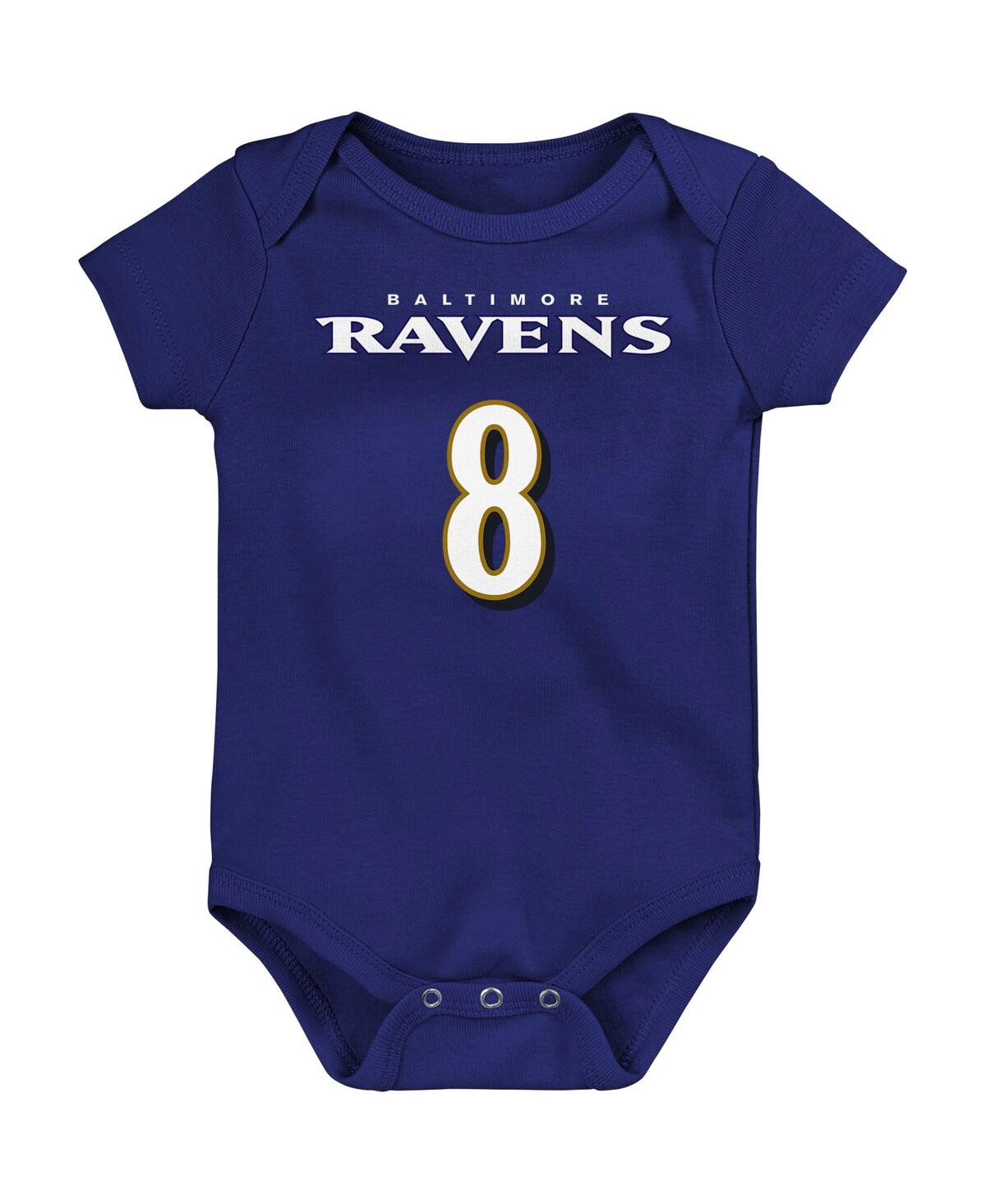 Baby Boys and Girls Lamar JacksonBaltimore Ravens Mainliner Player Name and Number Bodysuit - Purple