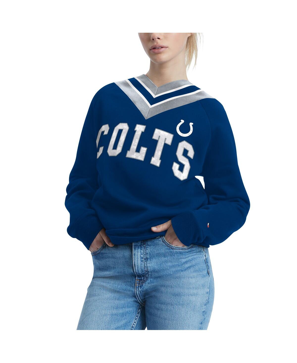 Shop Tommy Hilfiger Women's  Royal Indianapolis Colts Heidi V-neck Pullover Sweatshirt