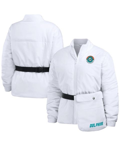 Женские куртки WEAR by Erin Andrews White Miami Dolphins Packaway Full-Zip Puffer Jacket