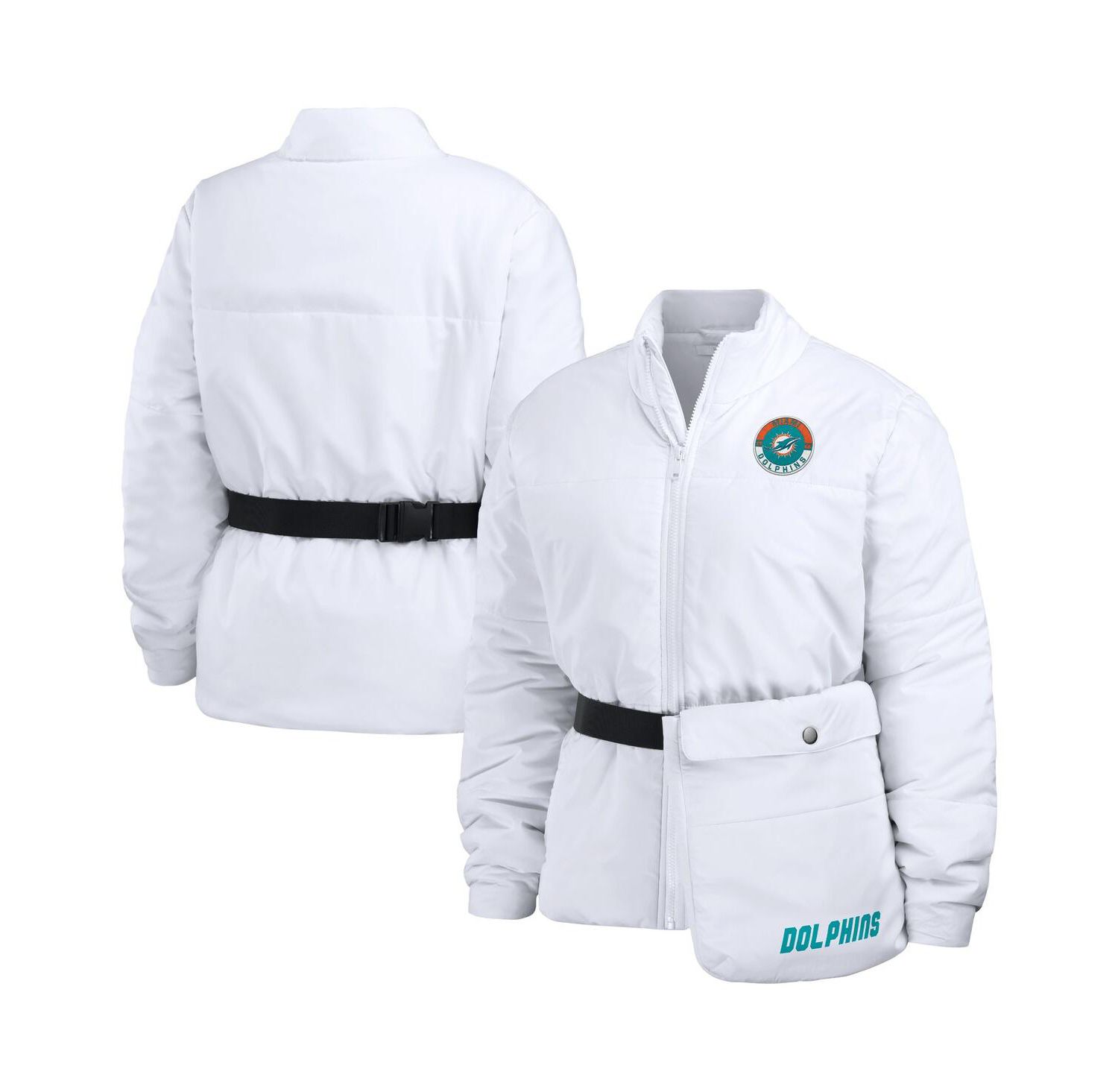 Women's White Miami Dolphins Packaway Full-Zip Puffer Jacket