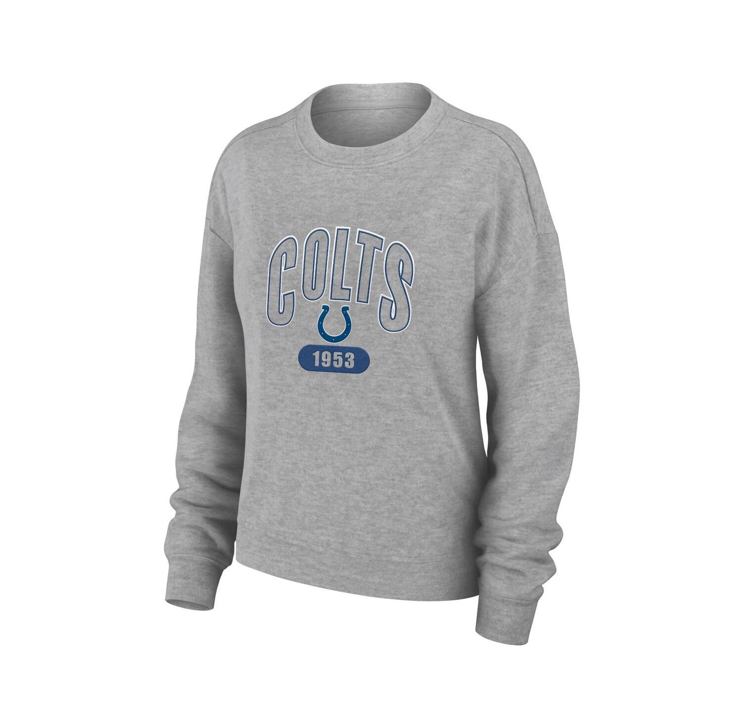 Women's Heather Gray Indianapolis Colts Knit Long Sleeve Tri-Blend T-shirt and Pants Sleep Set
