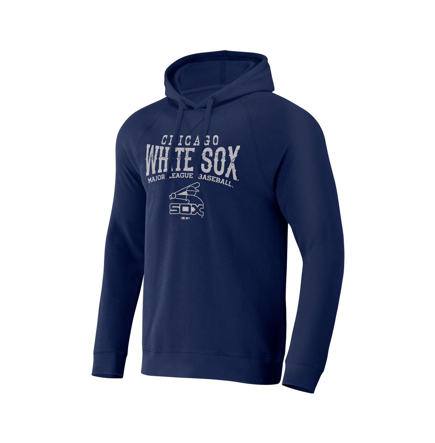 Мужское худи Fanatics Darius Rucker Collection by Navy Distressed Chicago White Sox Waffle-Knit Raglan Pullover — фото 3