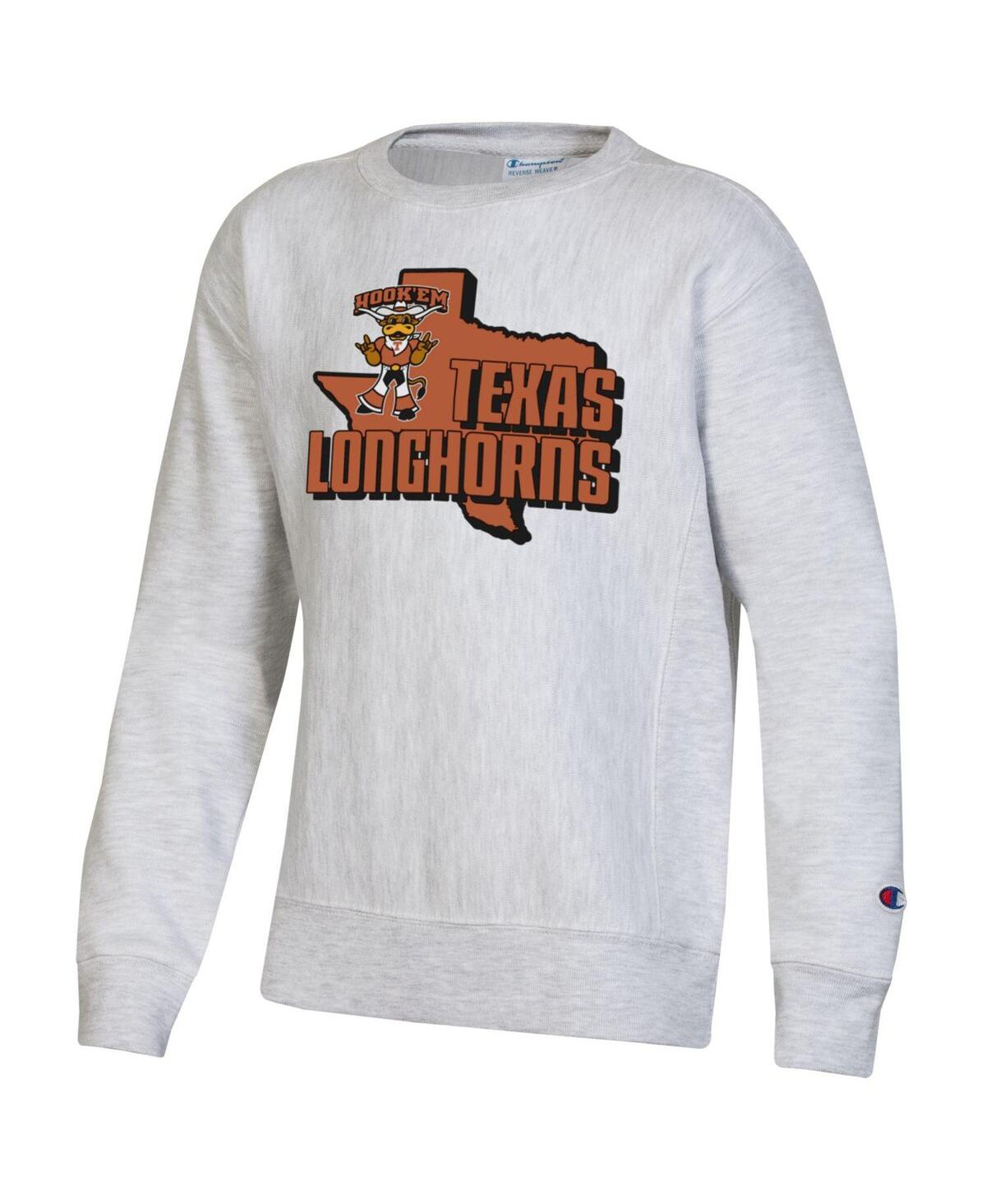 Shop Champion Big Boys  Heather Gray Texas Longhorns Reverse Weave Pullover Sweatshirt