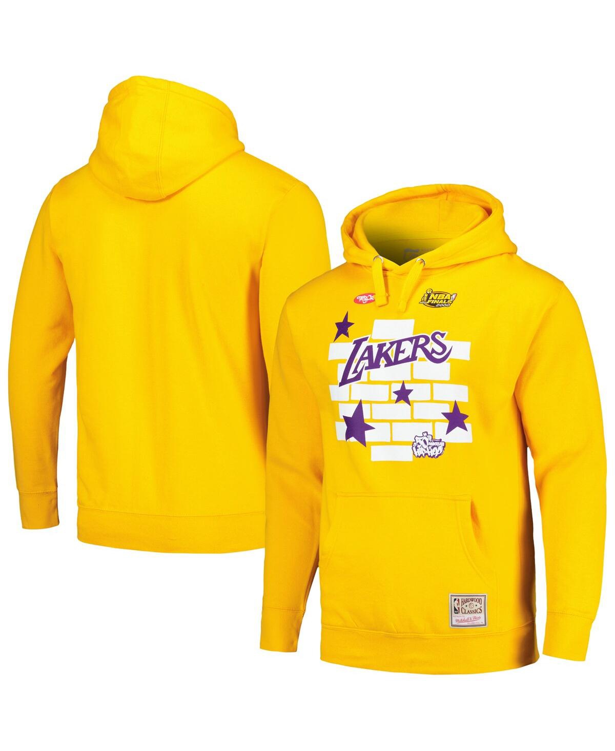 Shop Mitchell & Ness Men's  X Tats Cru Gold Los Angeles Lakers Hardwood Classics Brick Pullover Hoodie