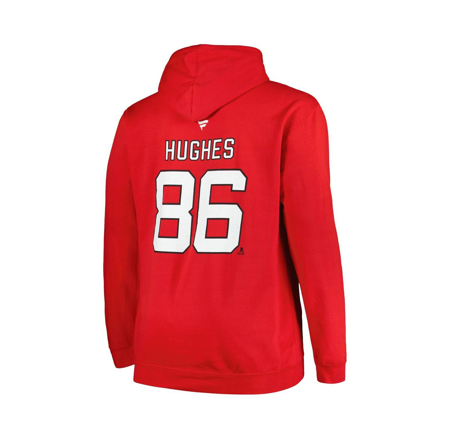 Men's Jack Hughes Red New Jersey Devils Big and Tall Name and Number Pullover Hoodie
