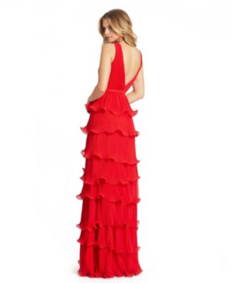 Women's Ieena Sleeveless Ruffle Tiered V Neck Gown