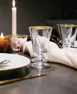 Gold Rimmed Napoleon Bee 9 oz. Wine Glass, Set of 4