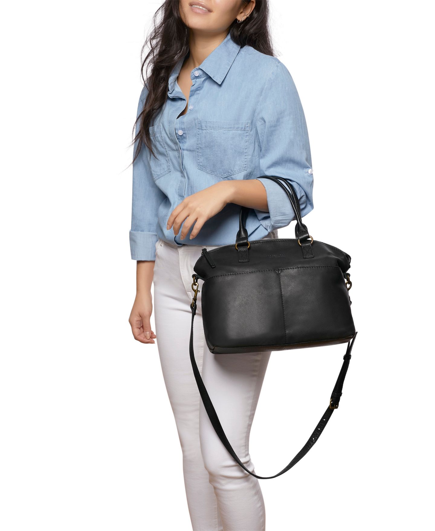 Женская сумка American Leather Co. Carrie Dome Satchel, цвет: Чёрный гладкий — фото 2