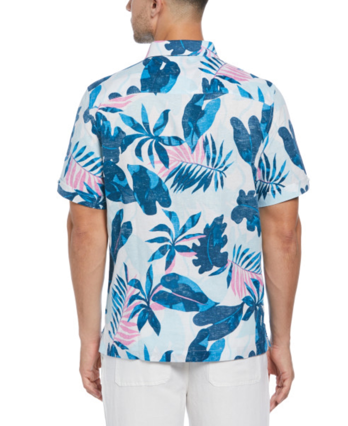 Shop Cubavera Men's Regular-fit Linen Blend Tropical Print Short Sleeve Shirt In Brilliant