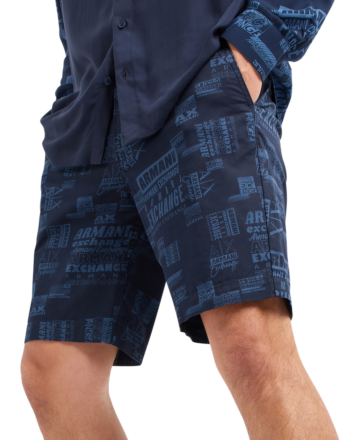 A|X Armani Exchange Men's All-Over Logo Print Shorts