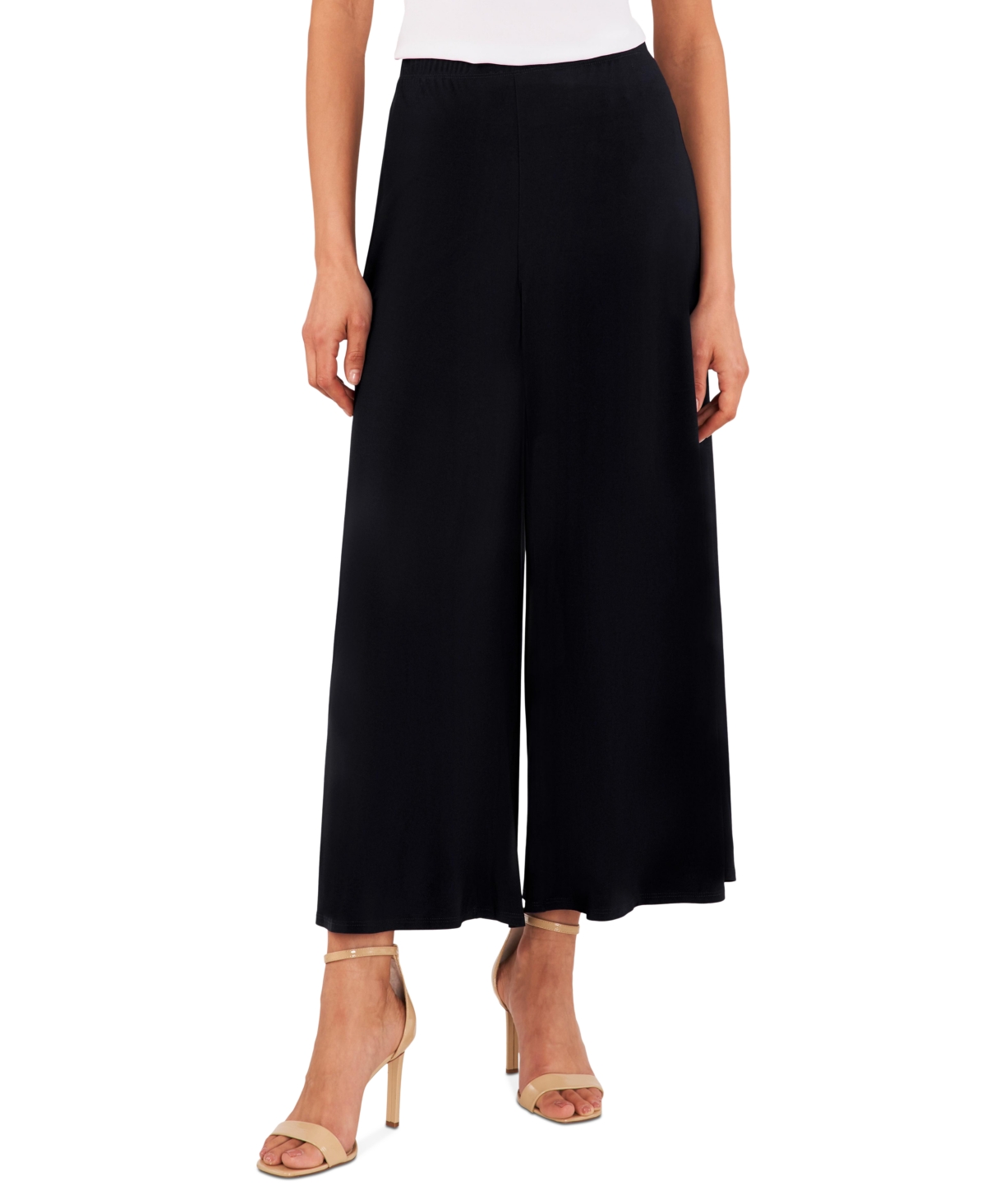 Shop Vince Camuto Women's Pull On Wide Leg Ankle Pants In Rich Black