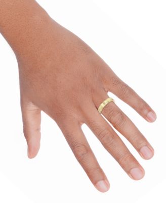 Men's Satin Finish Beveled Edge Band in 18k Gold-Plated Sterling Silver (Also in Sterling Silver)