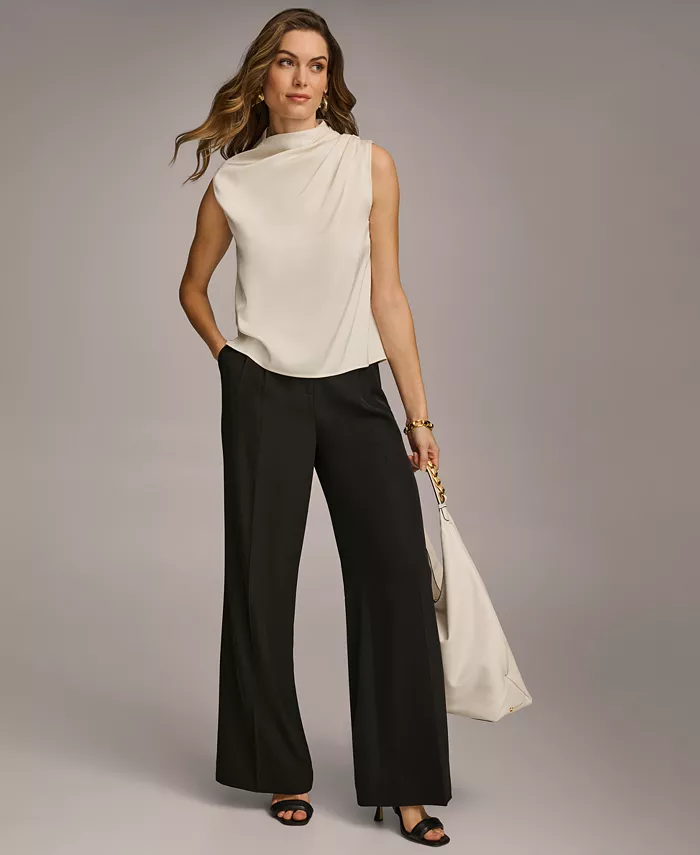 Women's Draped High Neck Sleeveless Top, Regular & Petite Sizes - thumbnail 4