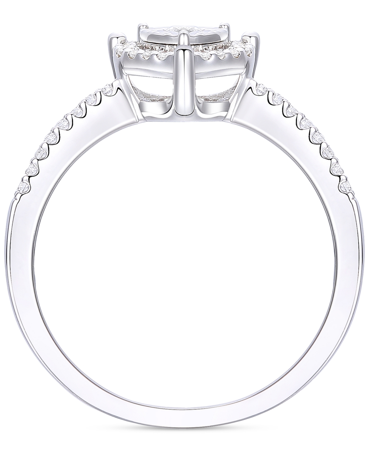 Shop Macy's Diamond Heart Halo Ring (1/4 Ct. T.w.) In Sterling Silver