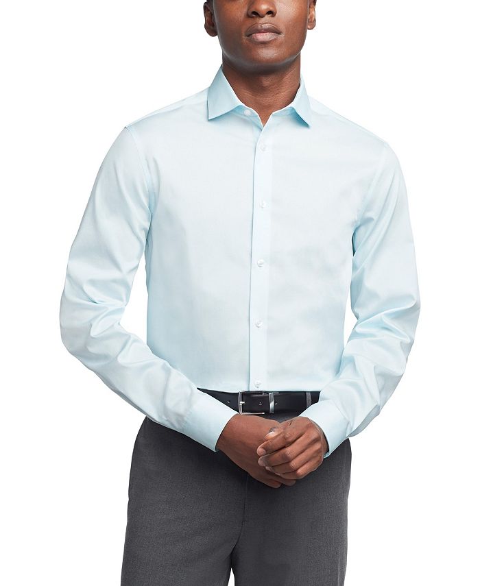 Calvin Klein Mens Steel Slim-Fit Button Up Dress Shirt graypearl