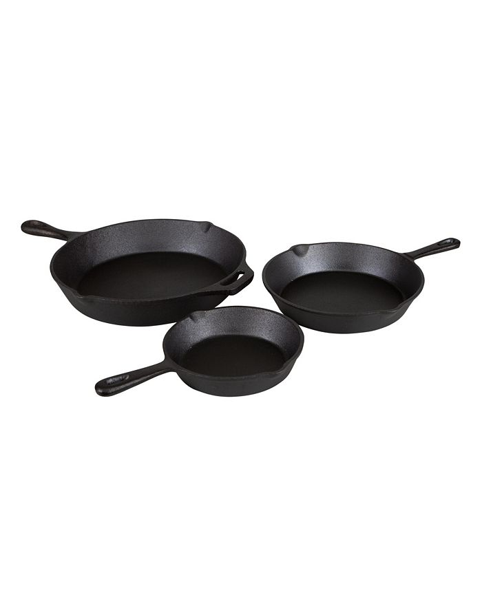 Stansport Stan sport Pre-Seasoned Cast Iron Frying Pans - 3 Piece Set ...