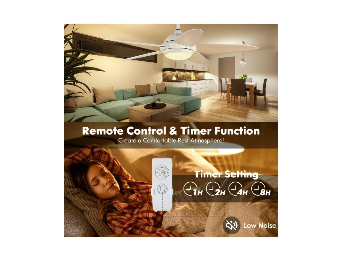 Ceiling Fan with Lights and 3 Lighting Colors