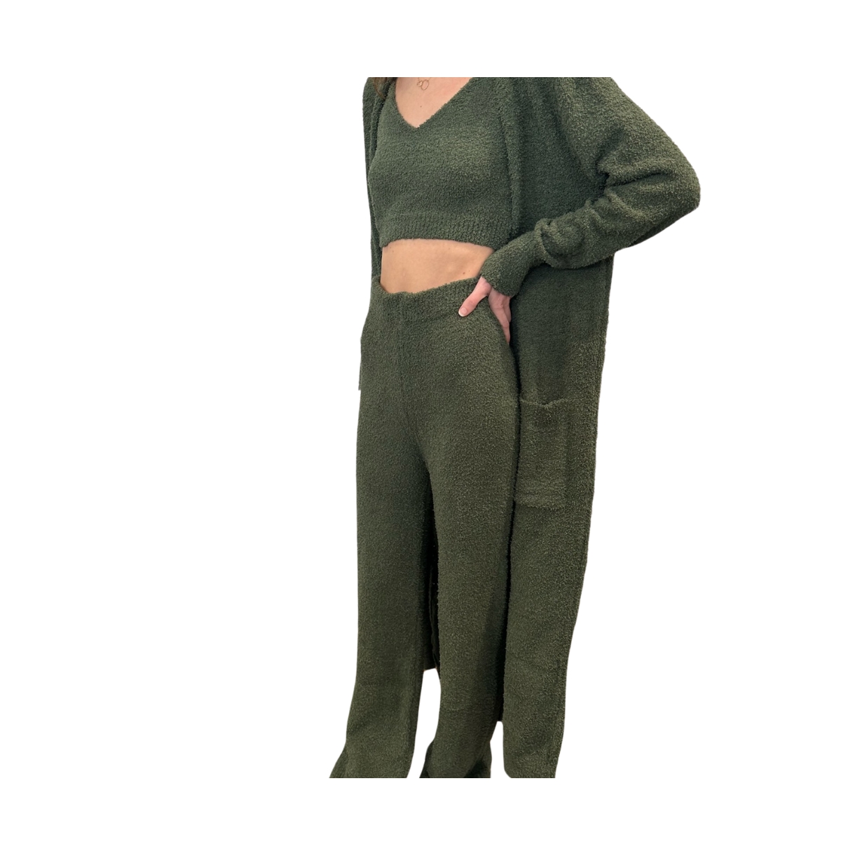 Naked Rebellion Women's Cozy Lounge & Sleepwear 3-Piece Set with Cardigan, Brami and Pants