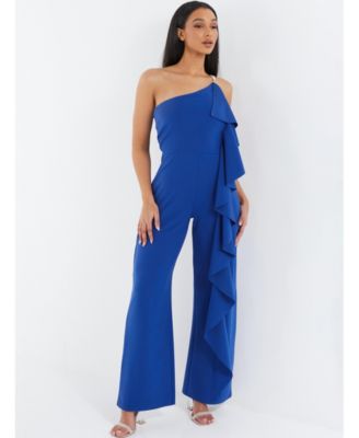 QUIZ Women s One Shoulder Frill Palazzo Jumpsuit Macy s