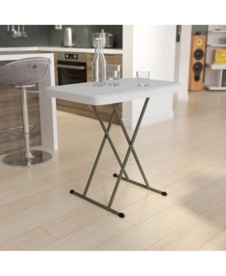 Height Adjustable Plastic Folding Tv Tray/Laptop Table In Granite White