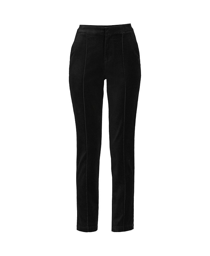 Lands' End Women's Velvet High Rise Pin tuck Pencil Ankle Pants Macy's