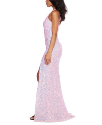 B Darlin Juniors' Sequin One-Shoulder Side-Slit Gown