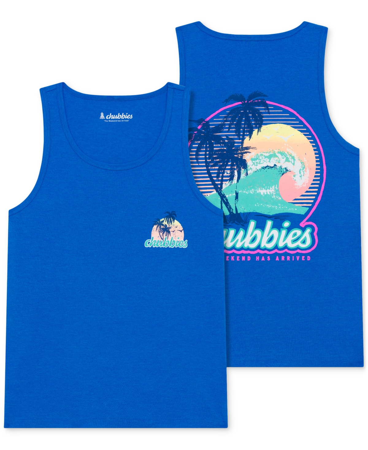 Shop Chubbies Men's The Giant Wave Logo Graphic Tank In Bright Blue