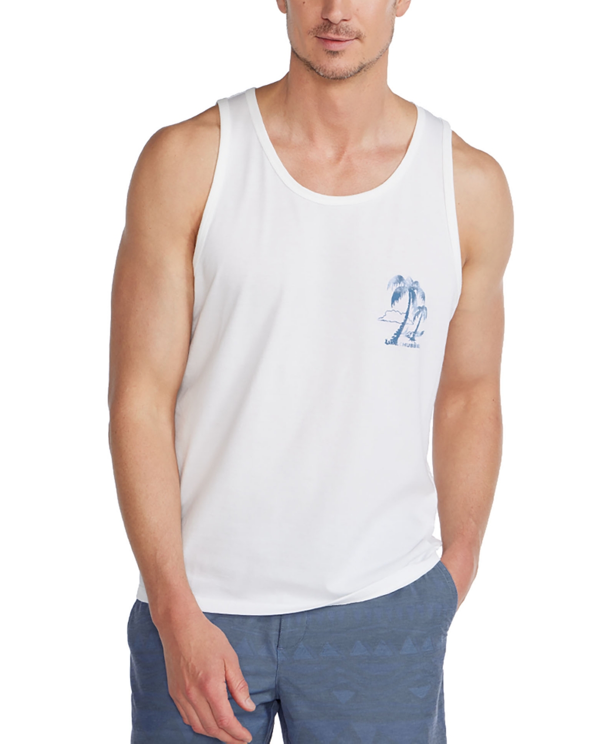 Men's The Relaxer Palm Tree Logo Graphic Tank - Pure White