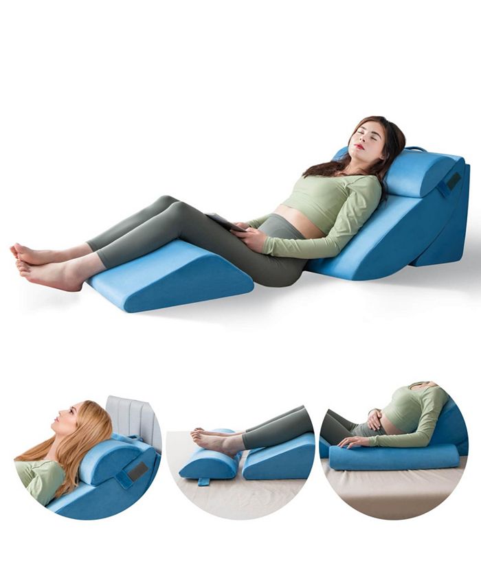 Slickblue 4 Pieces Orthopedic Bed Wedge Pillow Set for Pain Relief
