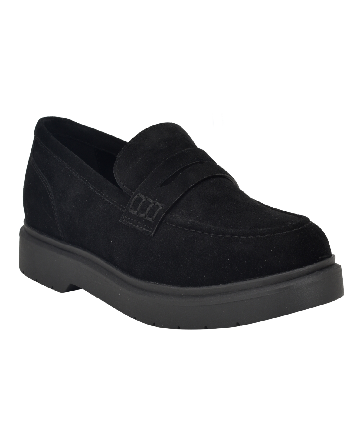 Shop Calvin Klein Women's Brinda Slip-on Lug-sole Casual Loafers In Black Suede