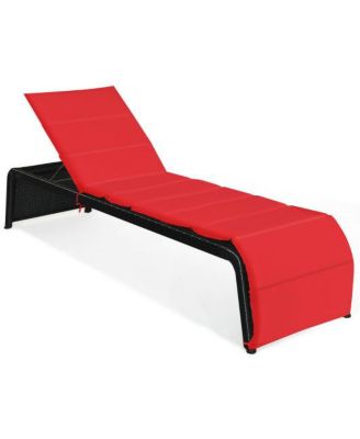 Outdoor Rattan Lounge Chair Adjustable Backrest with Cushioned Seating