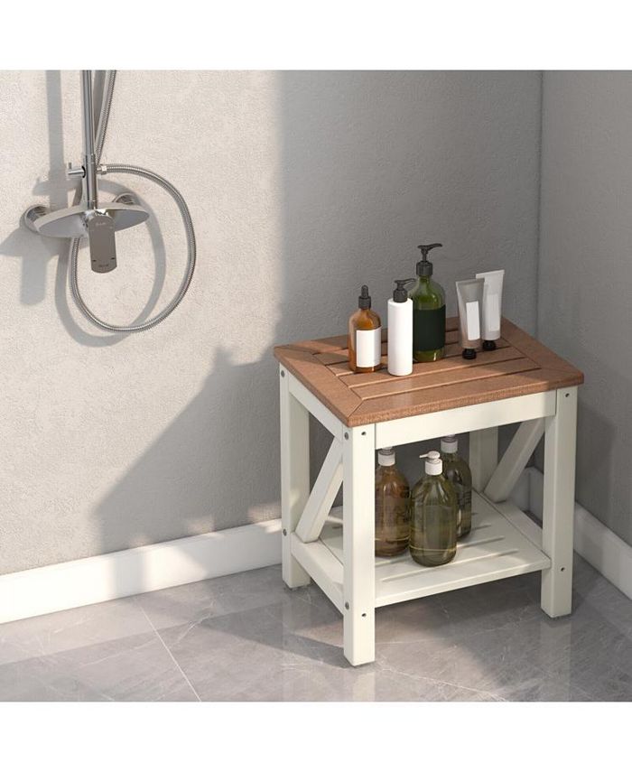 Slickblue 2tier Waterproof Shower Bench with Storage ShelfBrown Macy's