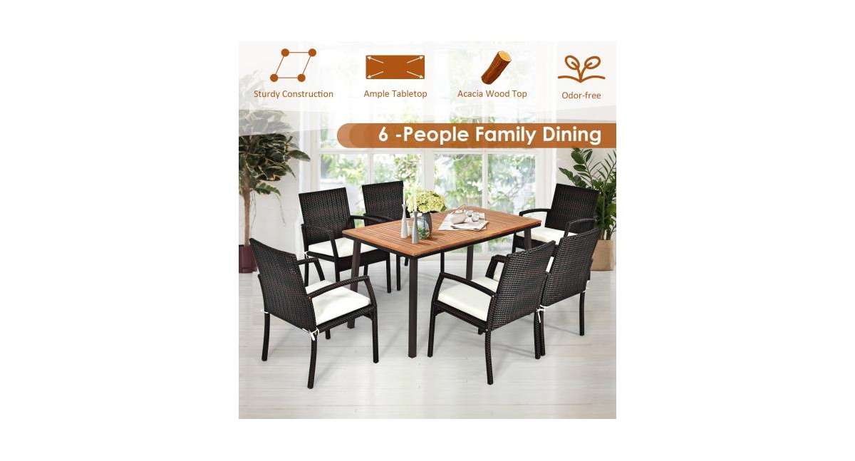 Patio Acacia Dining Table with Umbrella Hole
