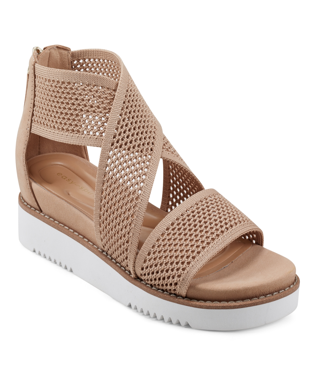 Easy Spirit Women's Wander Round Toe Strappy Casual Sandals In Light Natural - Textile,leather