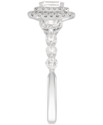 Diamond Emerald-Cut Double Halo Engagement Ring (1-1/2 ct. t.w.) in 14k White Gold