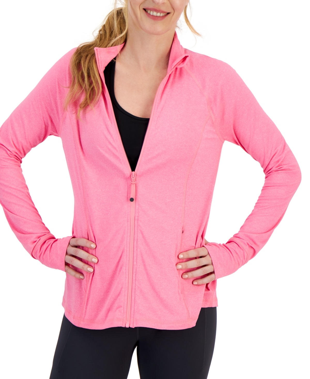 Id Ideology Women's Performance Full-zip Jacket, Created For Macy's In Molten Pink