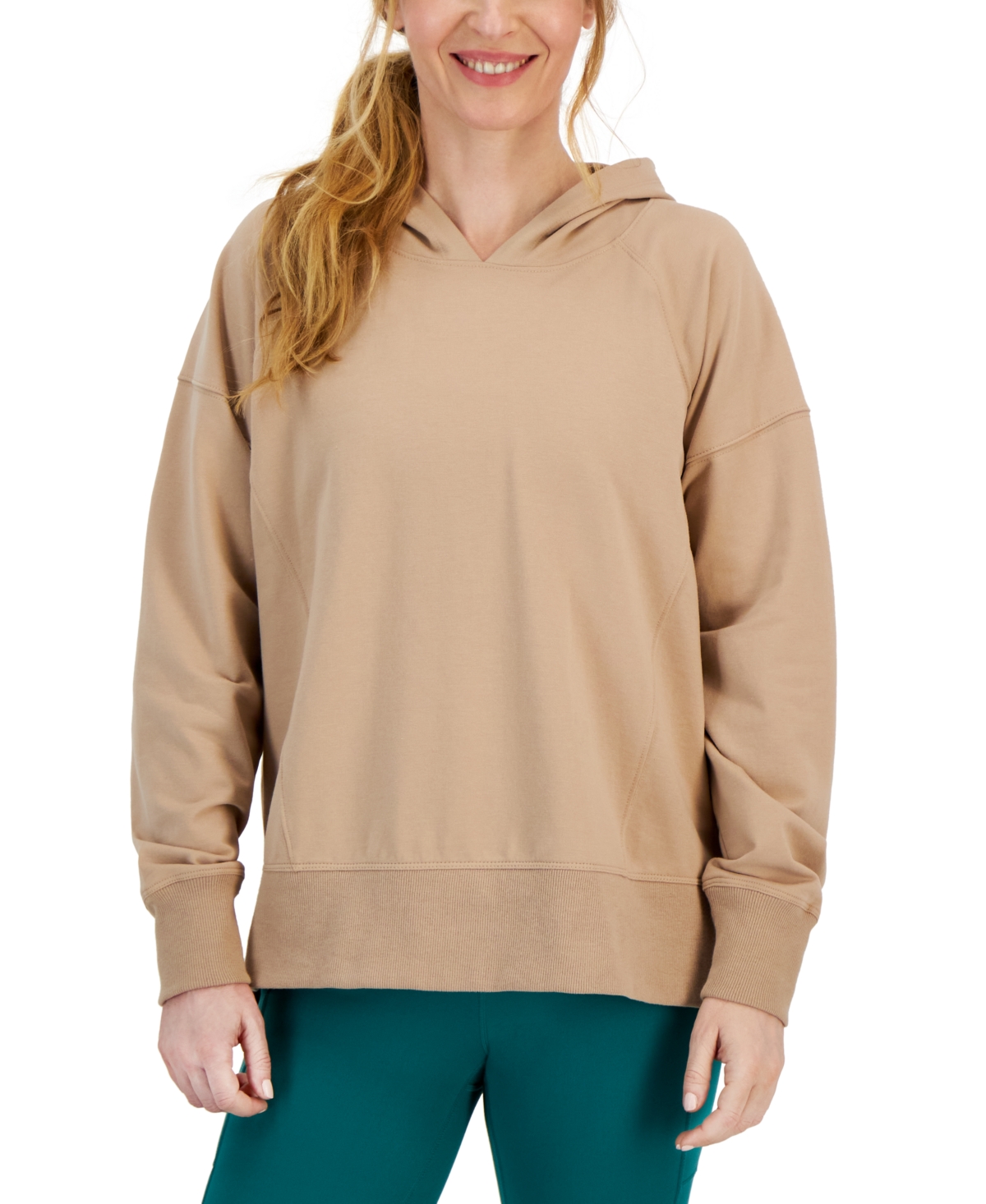 Shop Id Ideology Women's Comfort Flow Hooded Sweatshirt, Created For Macy's In Organic Sand