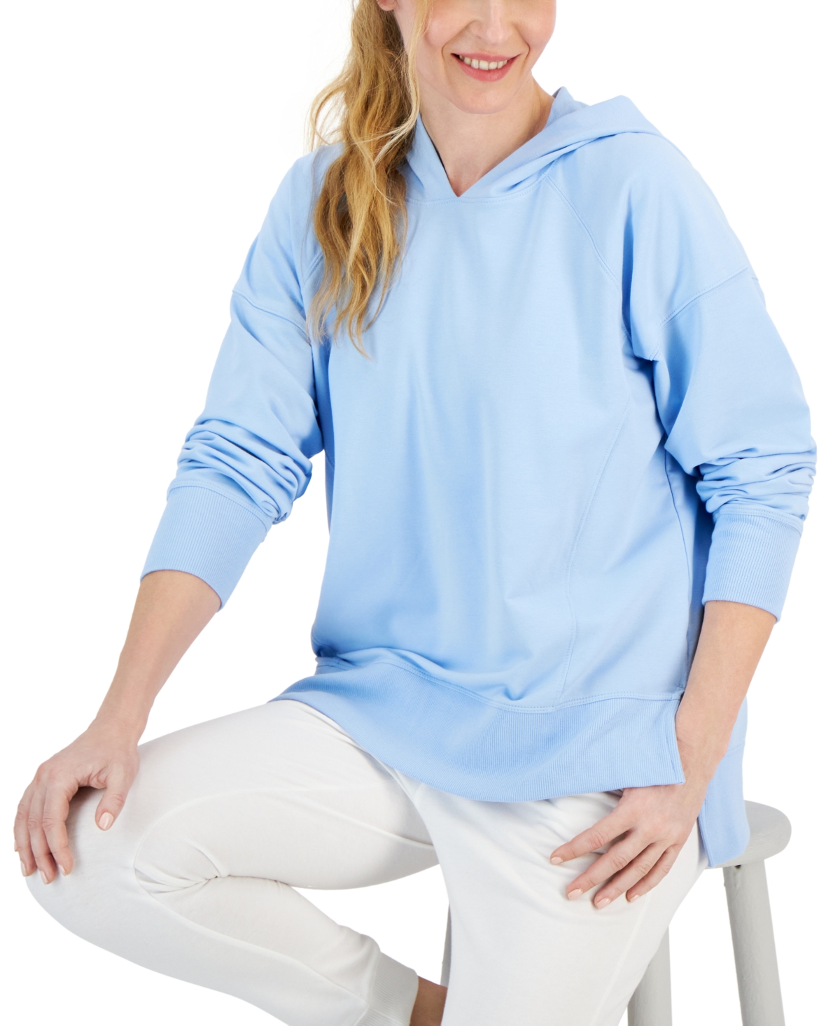 Shop Id Ideology Women's Comfort Flow Hooded Sweatshirt, Created For Macy's In Skysail Blue