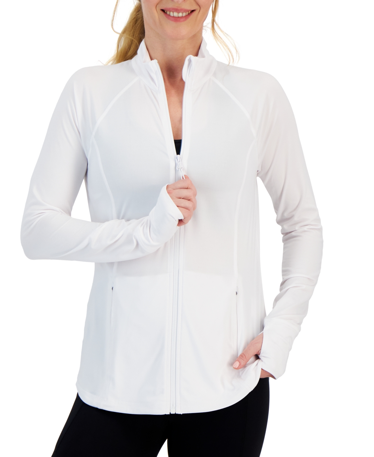 Id Ideology Women's Performance Full-zip Jacket, Created For Macy's In Bright White