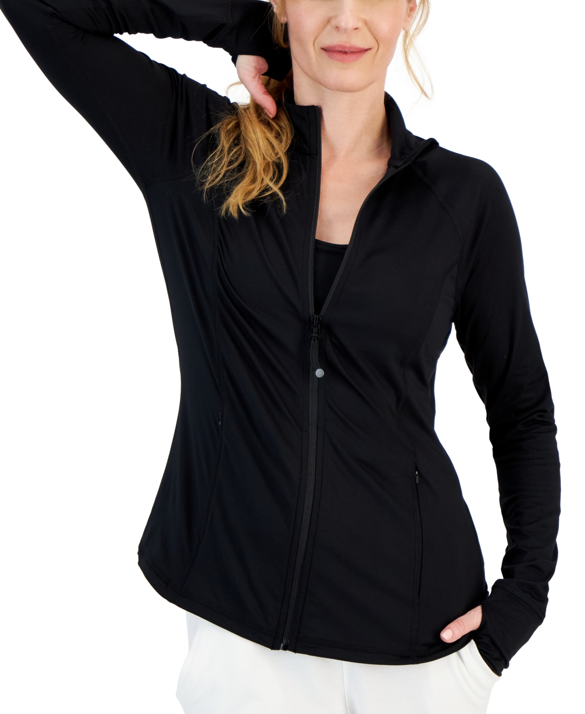 Id Ideology Women's Performance Full-zip Jacket, Created For Macy's In Deep Black