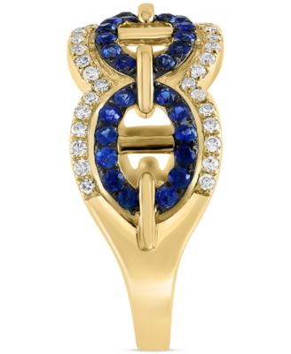 EFFY&reg; Sapphire (3/8 ct. t.w.) & Diamond (1/4 ct. t.w.) Openwork Statement Ring in 14k Gold
