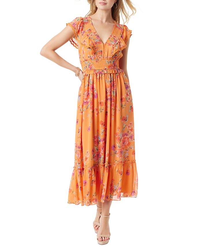 Jessica Simpson Women's Phillipa Floral-Print Ruffled Maxi Dress - Macy's