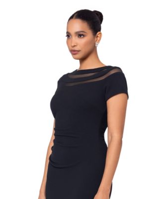 XSCAPE Women's Illusion Boat-Neck Short-Sleeve Dress - Macy's