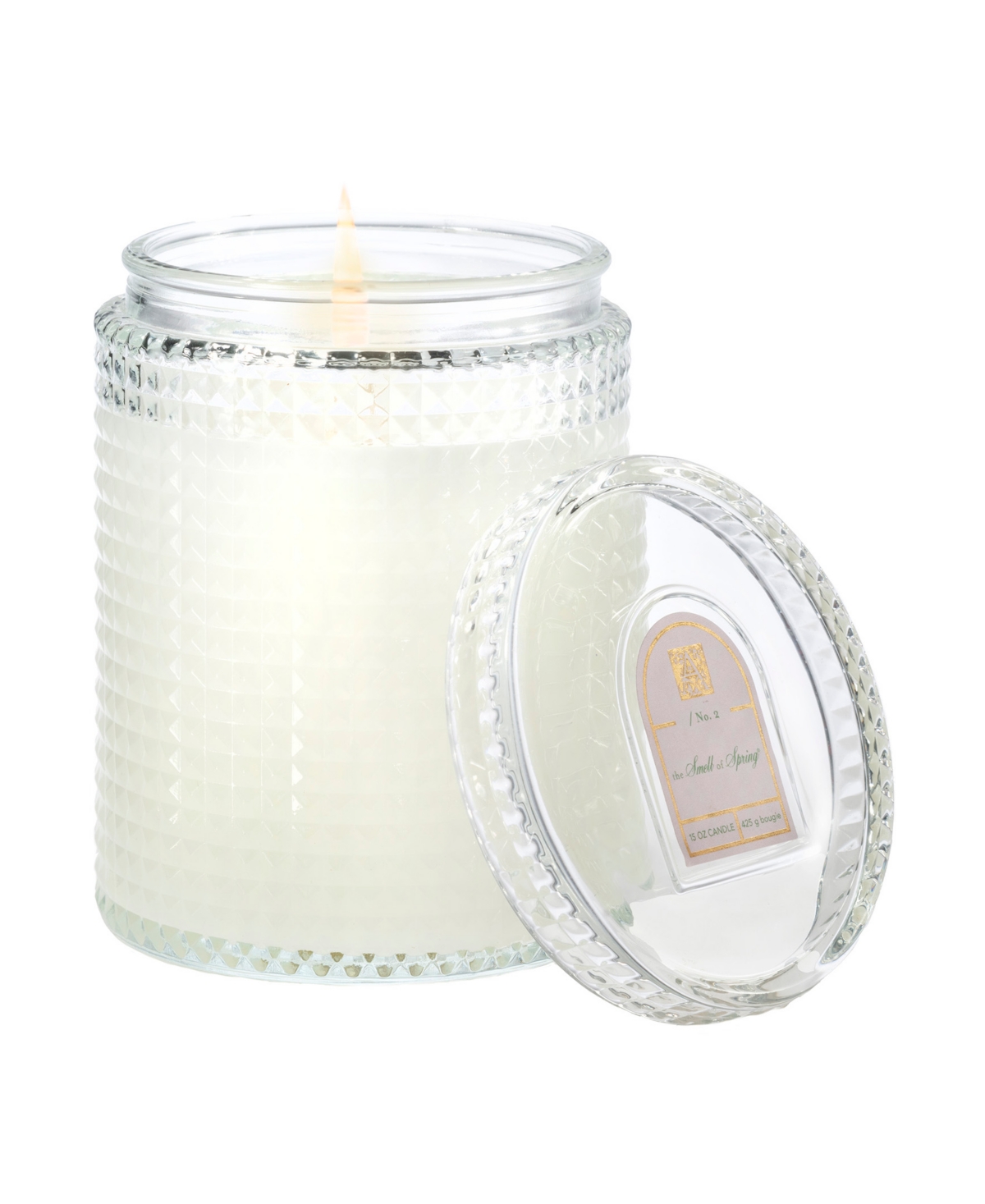 The Smell of Spring Textured Glass Candle, 15 oz - White
