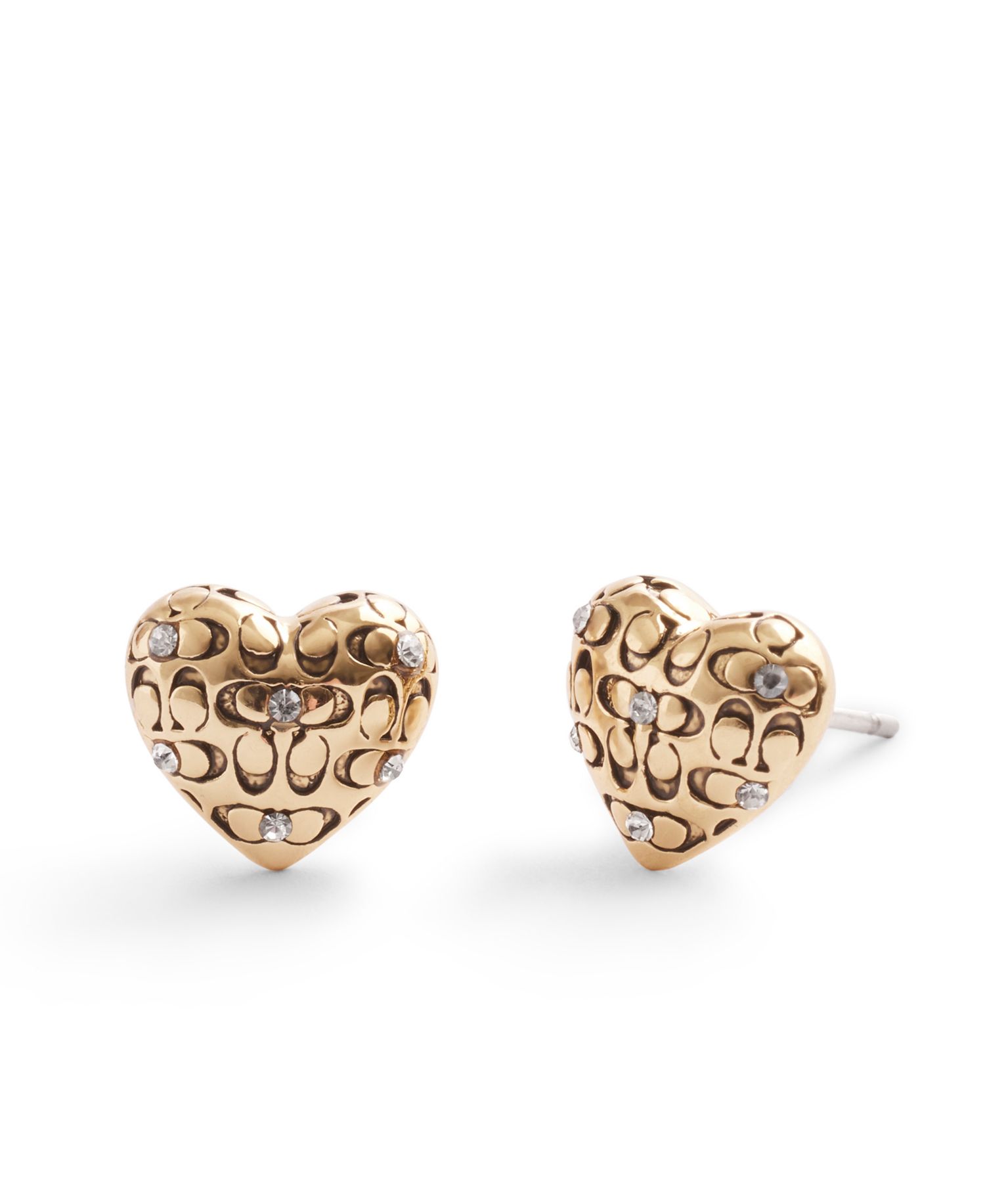 Faux Stone Signature Quilted Heart Stud Earrings