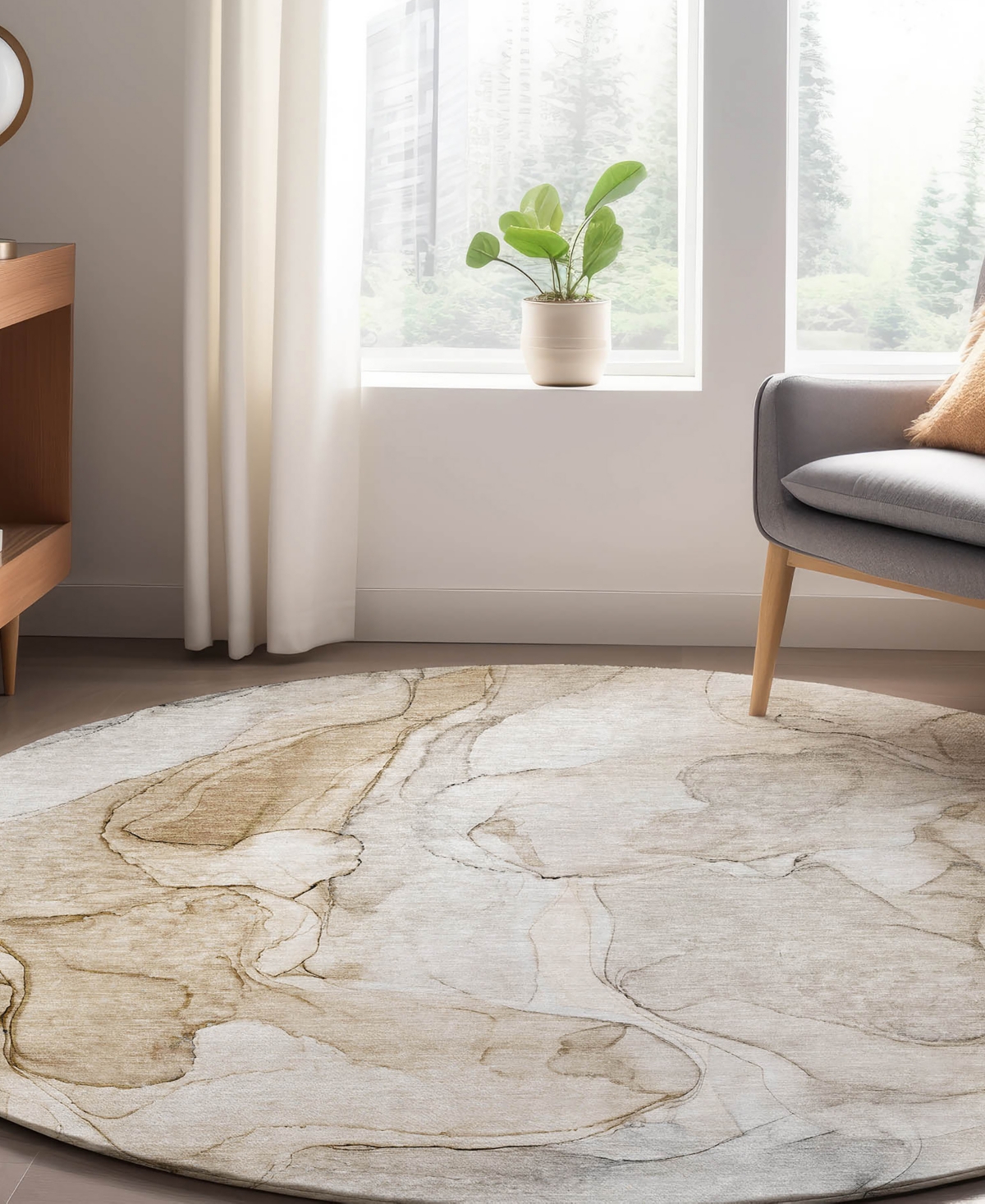 Dalyn Odyssey Oy8 8' X 8' Round Area Rug In Brown