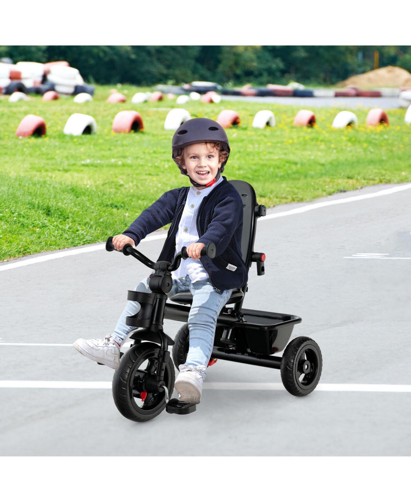 Детская игрушка Slickblue 4-in-1 Convertible Toddler Tricycle with Adjustable Seat and Parent Push Handle, цвет: Синий — фото 2