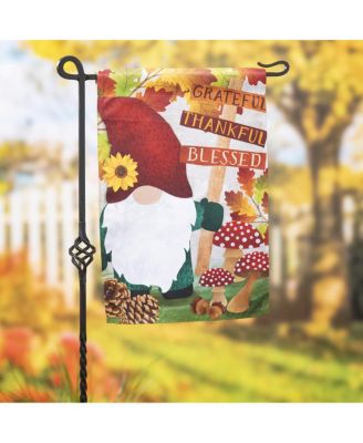 Grateful Fall Gnome Garden Suede Flag