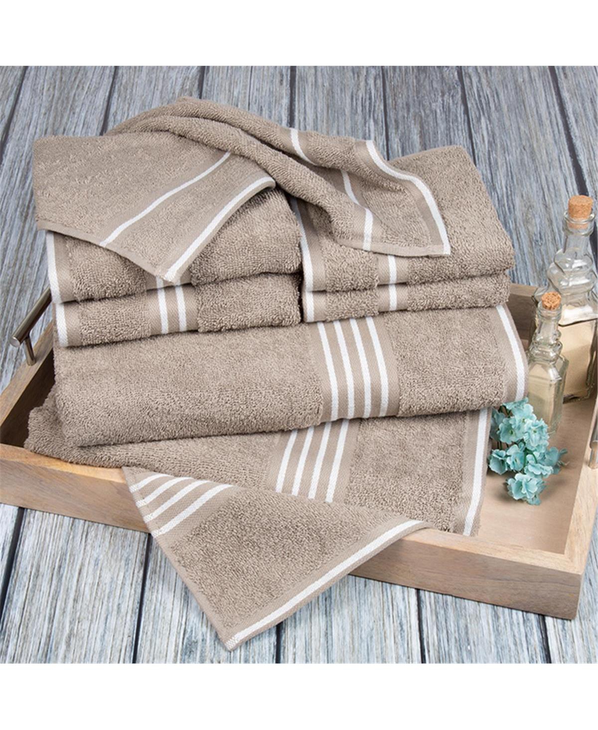 Lavish Home 27.5 x in. Rio 100 Percent Cotton Towel Set, Taupe - 8 Piece